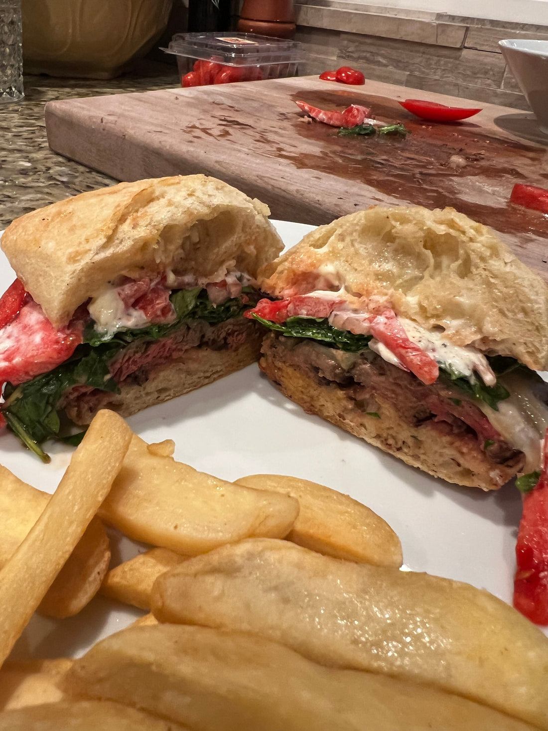 Steak Sandwich with Olokoi Balsamic Vinaigrette Greens